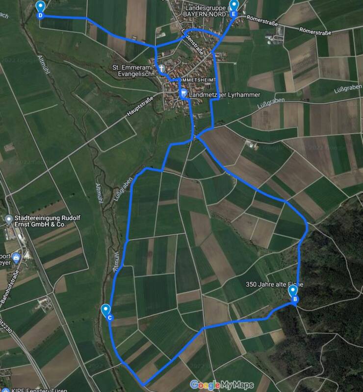 Kartenansicht des Wanderweges