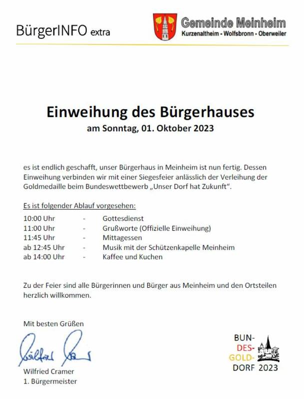 BürgerINFO extra - Einweihung Bürgerhaus