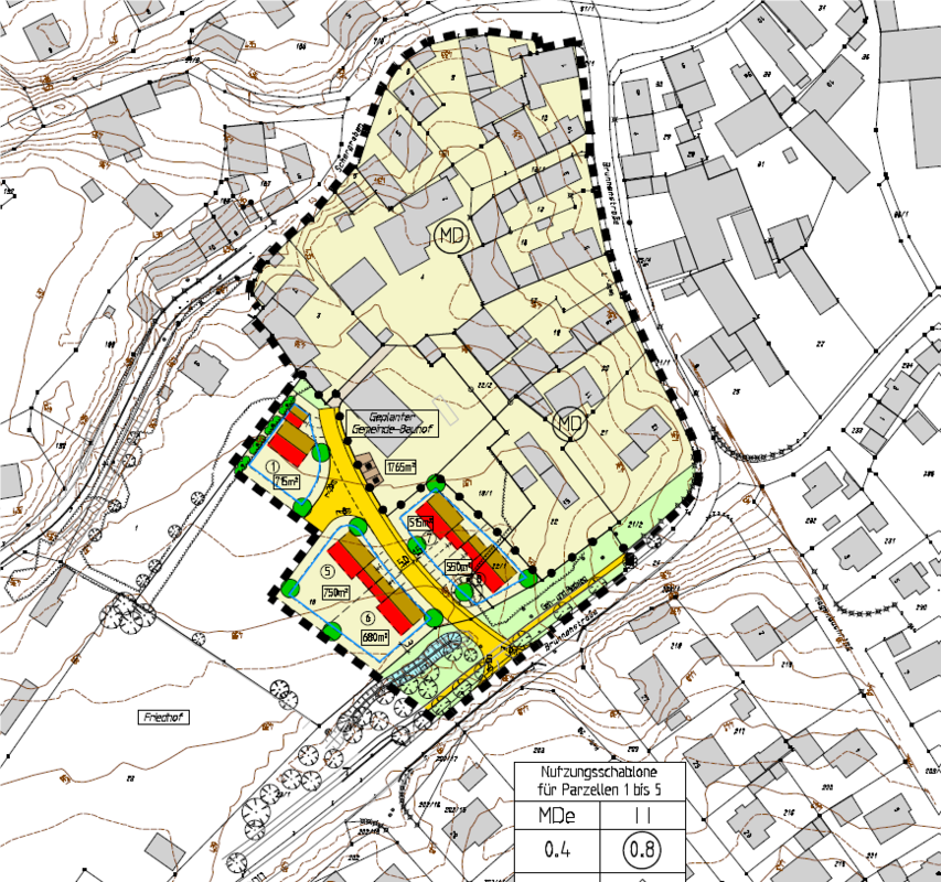 Beispielbild eines Bebauungsplans